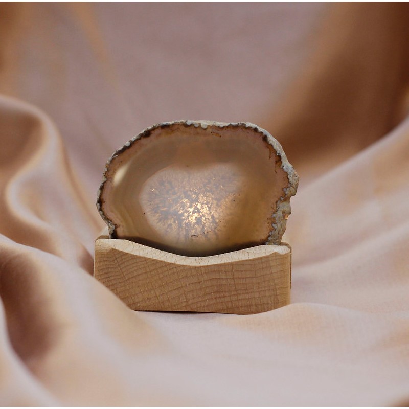 Houten waxinelichthouder met Agaat voor rust en veiligheid Waxinelichthouder - Verrasjelief